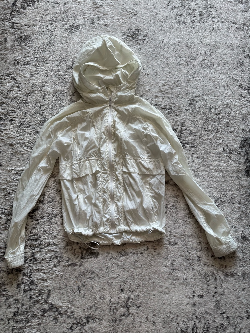 Lululemon Lightweight White Hooded Windbreaker Jacket